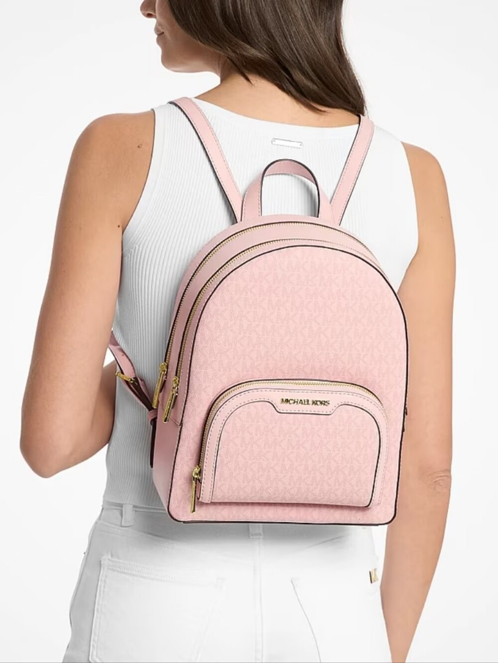 Michael Kors Jayce Logo Medium Pink Backpack - Picture 9 of 10